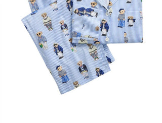 Polo Ralph Lauren - Conjunto de pijama de manga comprida em algodão com urso