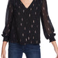 Women's 1.state Foil Print Chiffon Top, Size Medium - Black