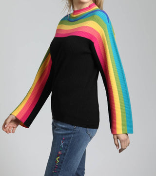 Apny - Striped Wide Arm Long Sleeve Top