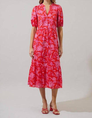 Sugarlips - Cedia Floral Button Midi Dress