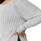 Basic Bae - Chic Ribbed Round Neck Slit Tee