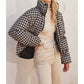 Dress Forum - Houndstooth Stand Collar Puffer Jacket