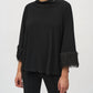 Joseph Ribkoff - Trapeze Top With Feather Cuffs