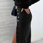 1 The Woman - Bella Button Fly Midi Skirt