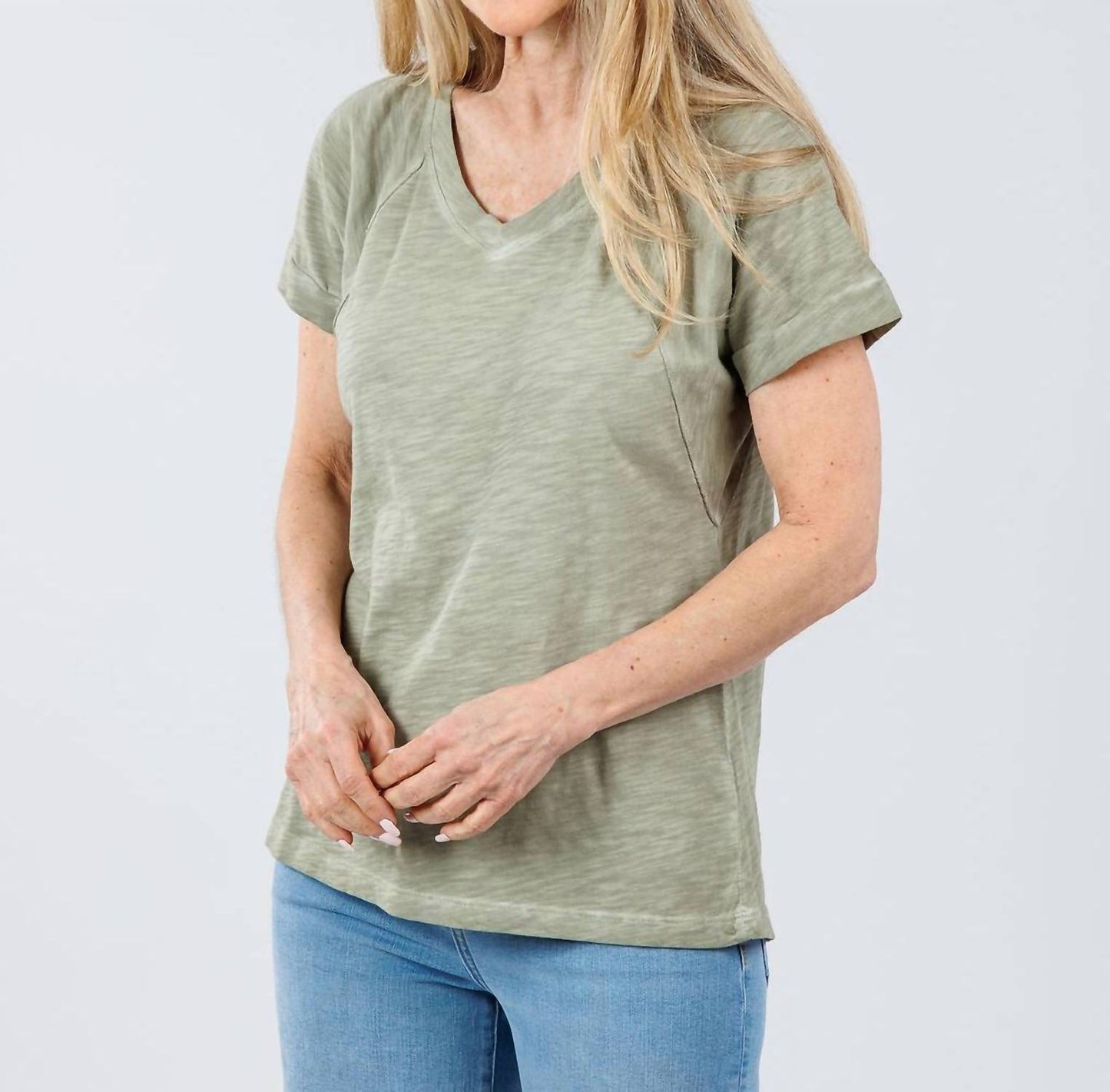 Elliott Lauren - Tina Raglan Short Sleeve V-neck Tee