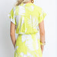 Karlie - Palm Leaf Button Down Tie Waistline Dress
