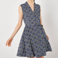Apricot - Geo Open Collar Belted Mini Dress