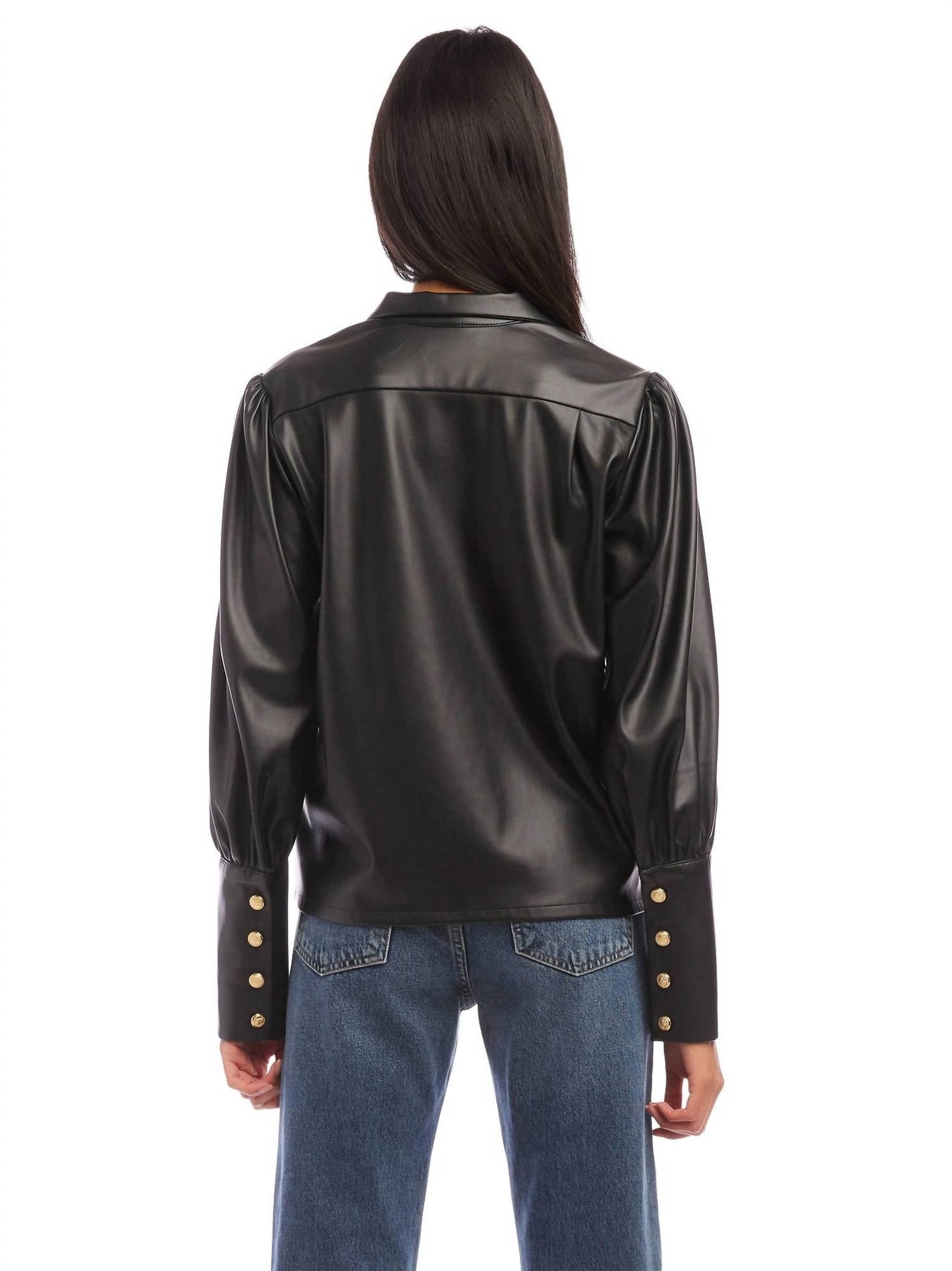 Fifteen Twenty - Faux Leather Long Sleeve Shirt