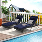 Outdoor Wicker Reclining Chair Set of 2 with Cushions