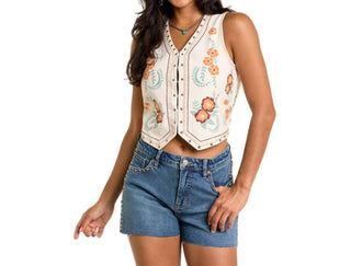 Rock & Roll Denim - Floral Print Vest