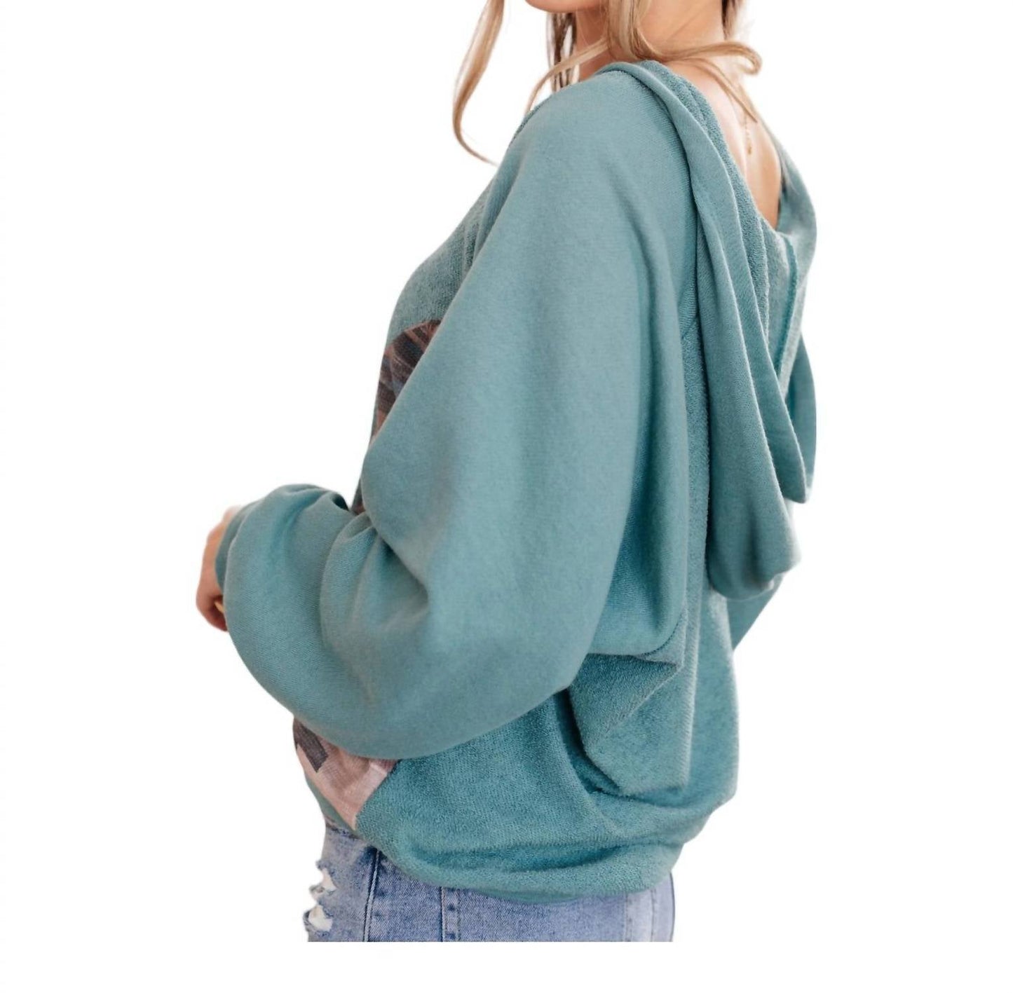 Bibi - Southwest Sunrise Patchwork Hoodie