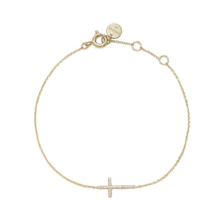 Eklexic - Pulseira feminina com cruz de zircônia cúbica horizontal