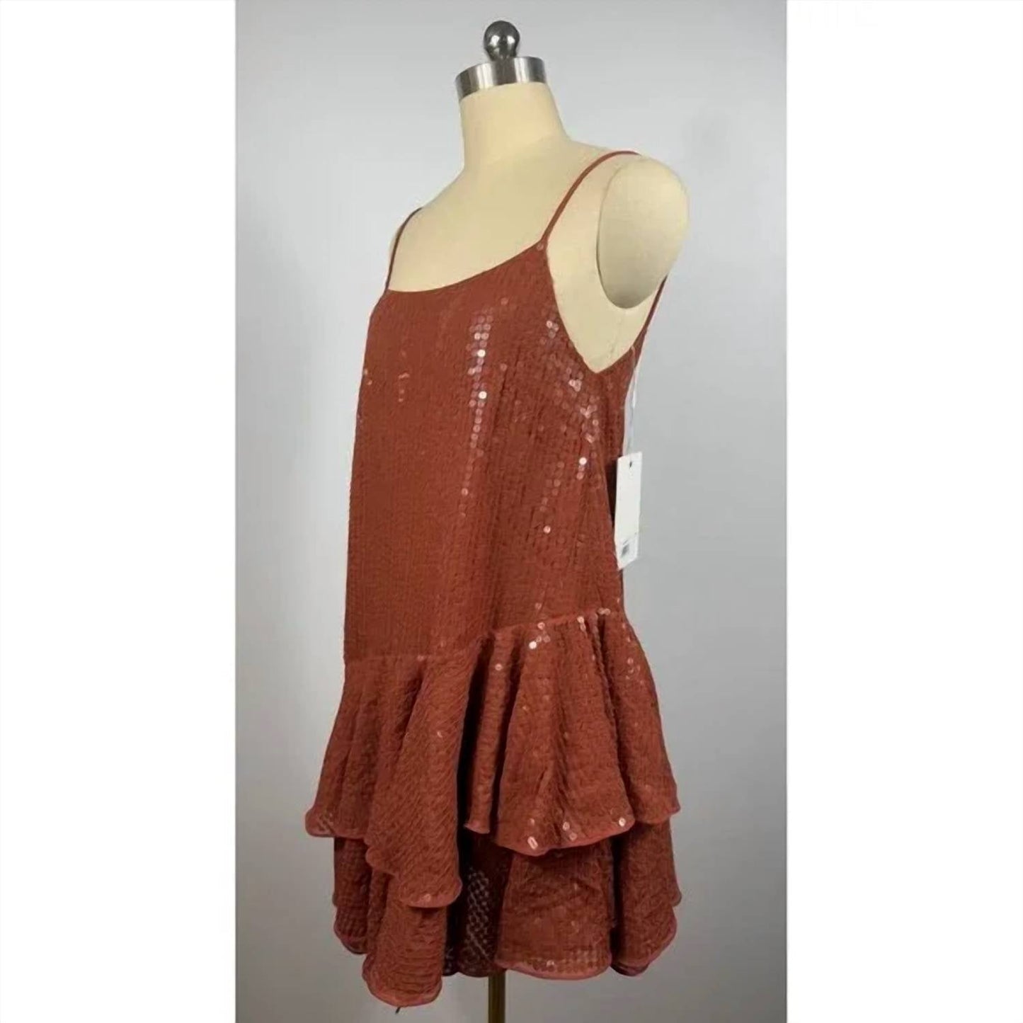 Mac Duggal - Vestido sem mangas com babados e lantejoulas e bainha assimétrica