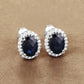 2.16 Carat Genuine Blue Sapphire and White Diamond 14K White Gold Earrings
