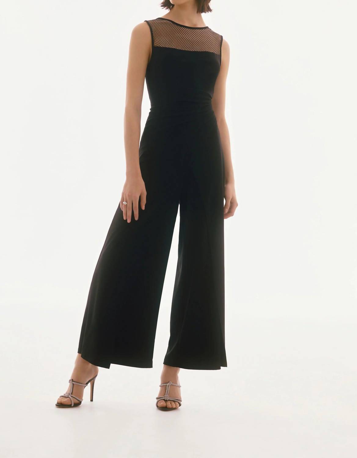 Joseph Ribkoff - Embellished Mesh Yoke Jumpsuit
