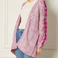 Entro - Long Detailed Sleeve Open Knit Cardigan