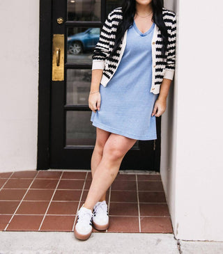 Z Supply - Knit Denim V-neck Mini Dress