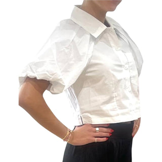 Steve Madden - Top curto de algodão com manga bufante