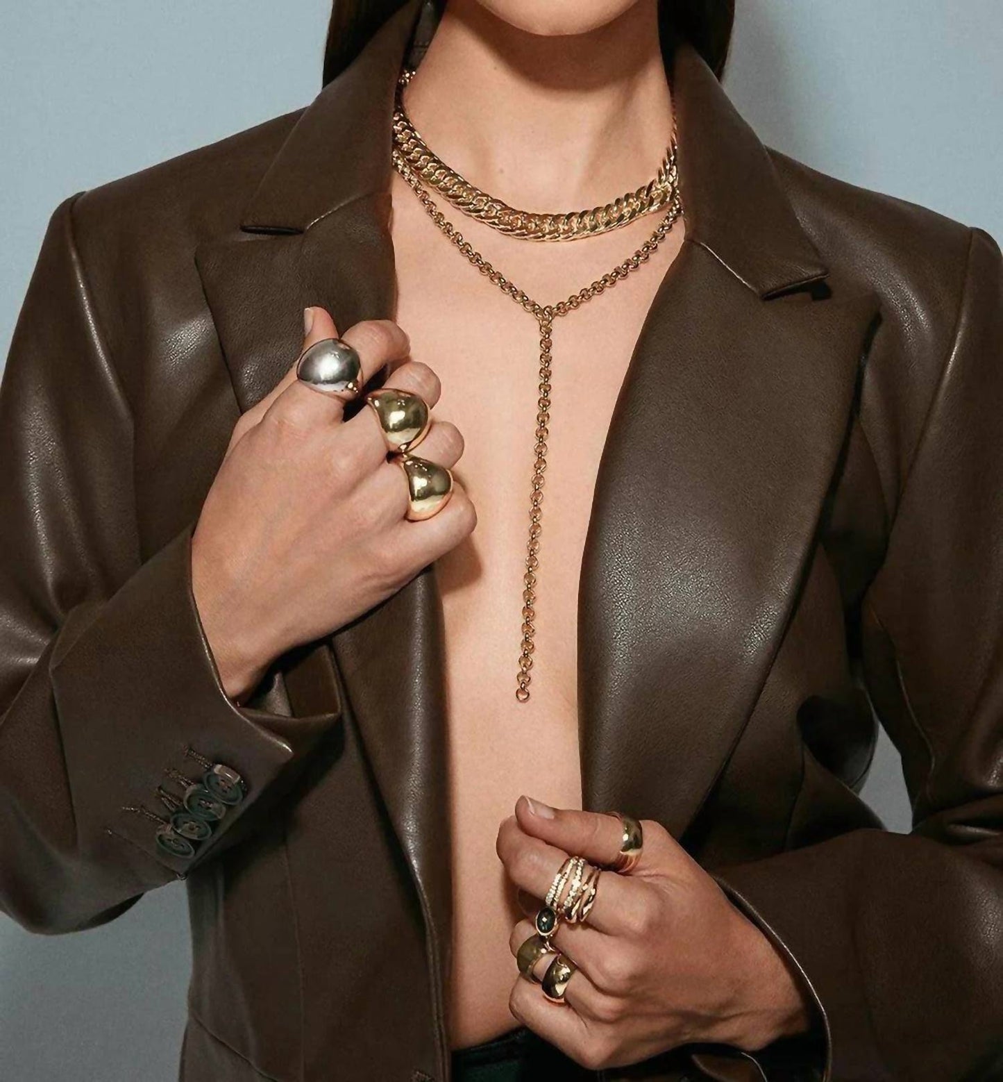 Eklexic - Women's Micro Royal Rolo Chain Lariat Necklace