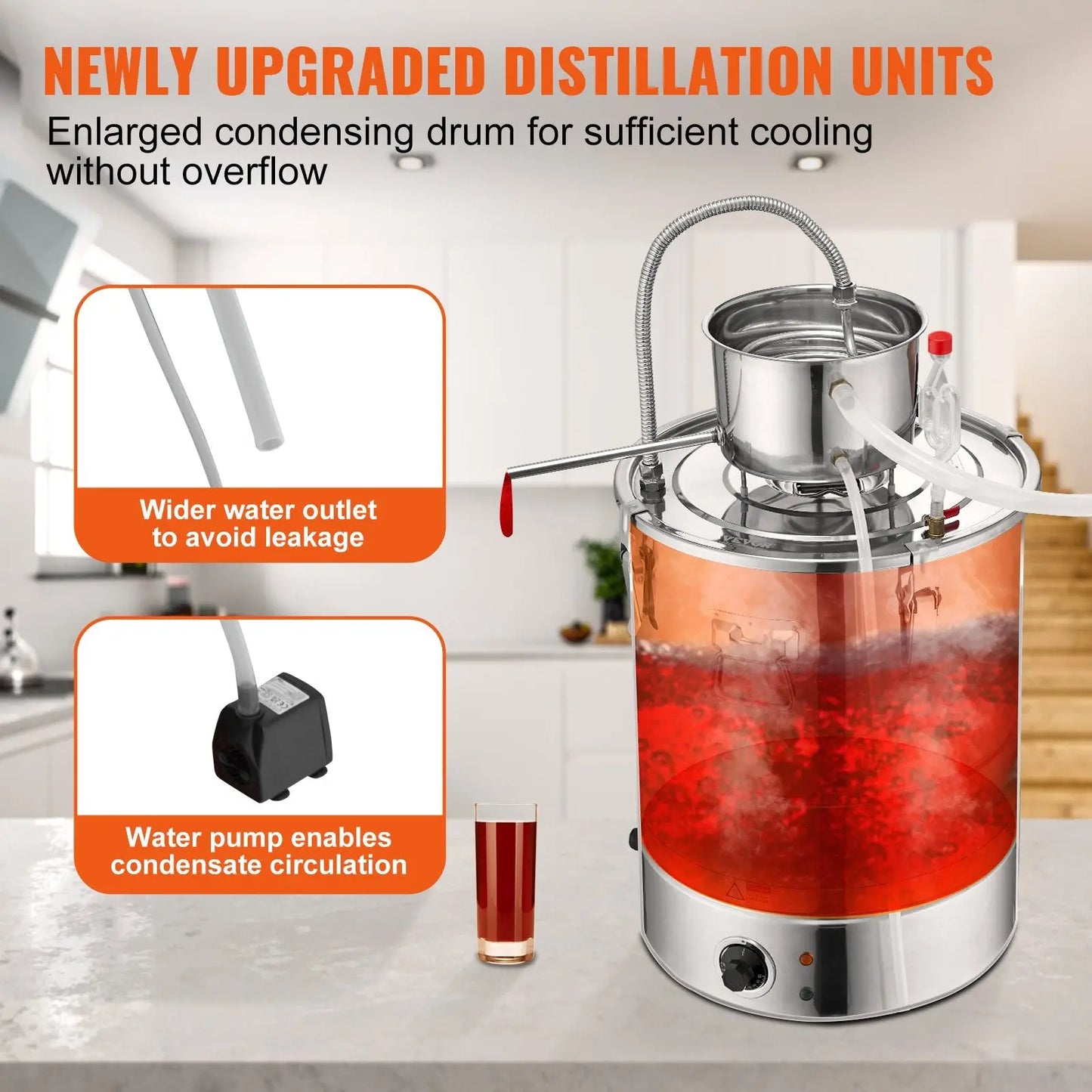 9 Gal Water Alcohol Distiller 1800w Electric Kit