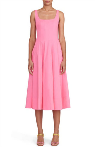 STAUD Wells Stretch Cotton Dress Plumeria Pink Size 4