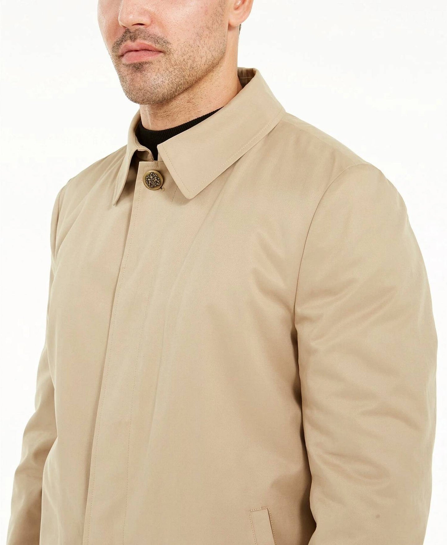 Tallia - Men's Slim Fit Faux Fur Lined Raincoat Jacket