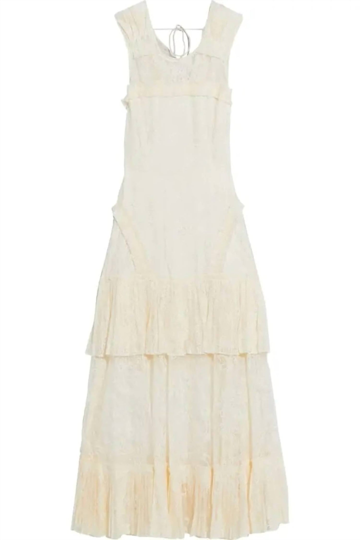 Alexis - Feliciana Tie-back Pleated Chantilly Lace Midi Dress