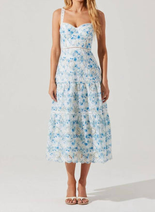 Astr - Vestido midi com ilhós floral Pellagia