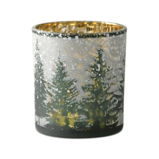 Frosted Pine Mercury Glass Candle Holder (Set of 3)