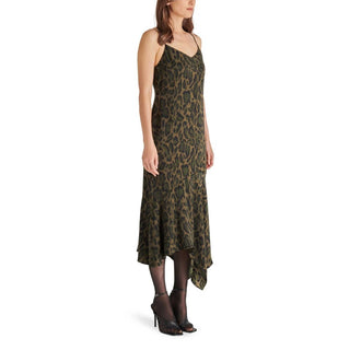Steve Madden - Vestido Lucille Leopardo de Cetim com Estampa de Alças