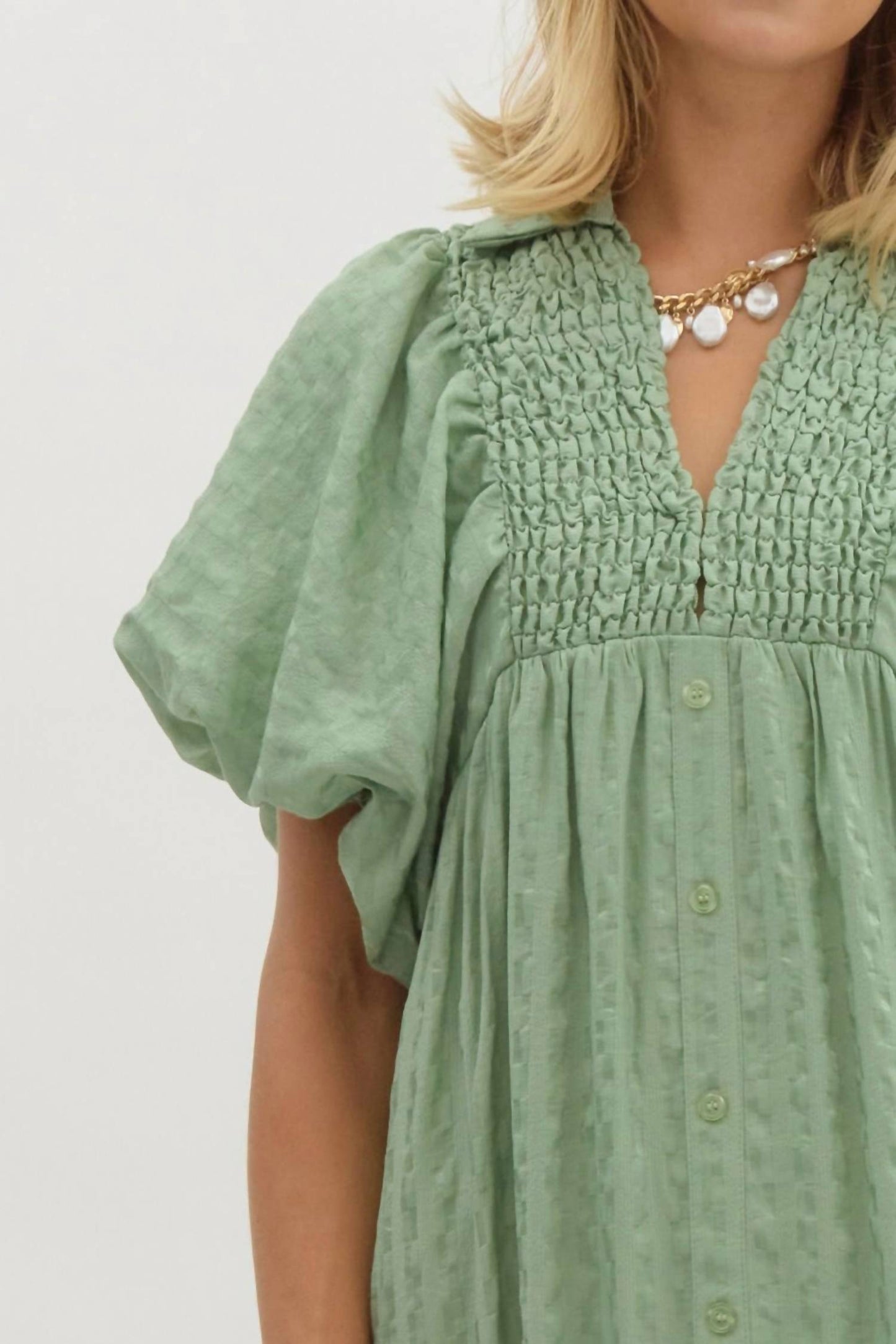 Entro - Textured Short Sleeve Midi Dress