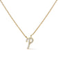 10K White Gold Diamond Accent "A" Initial Script Style Pendant Necklace