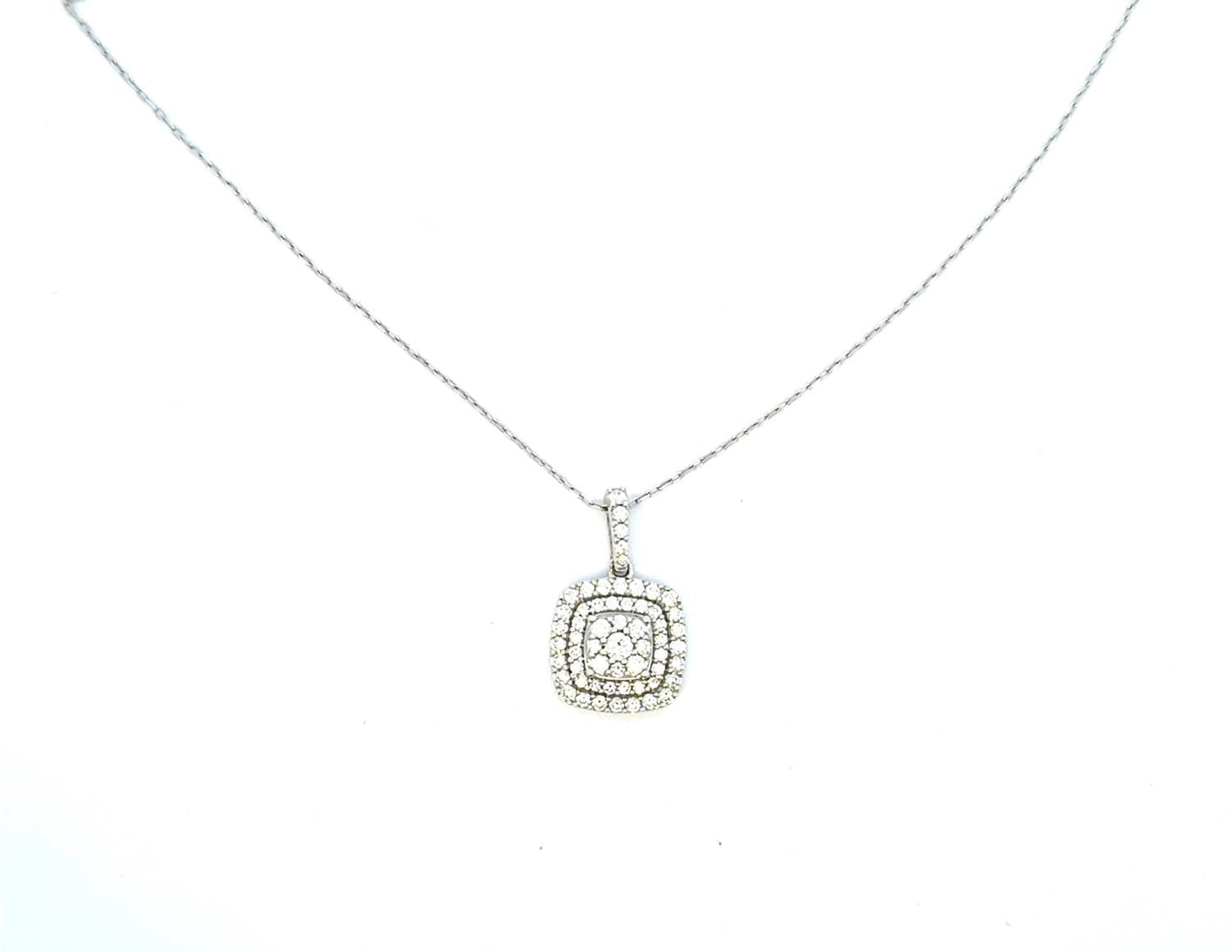 Aamiaa - 1.00 Carat Natural Diamond Cushion Double Halo Pendant