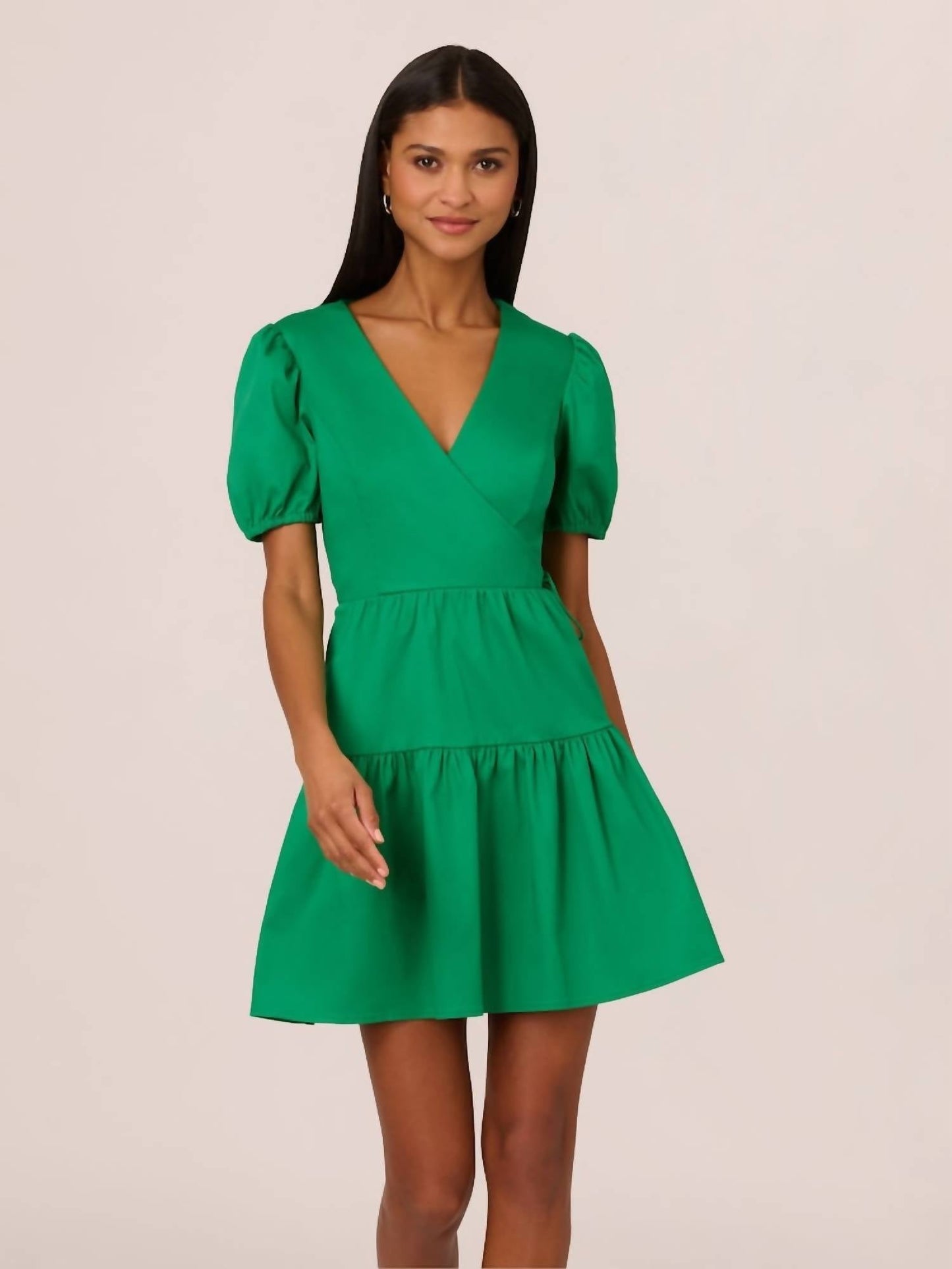 Adrianna Papell - Short Puff Sleeve Tiered Dress