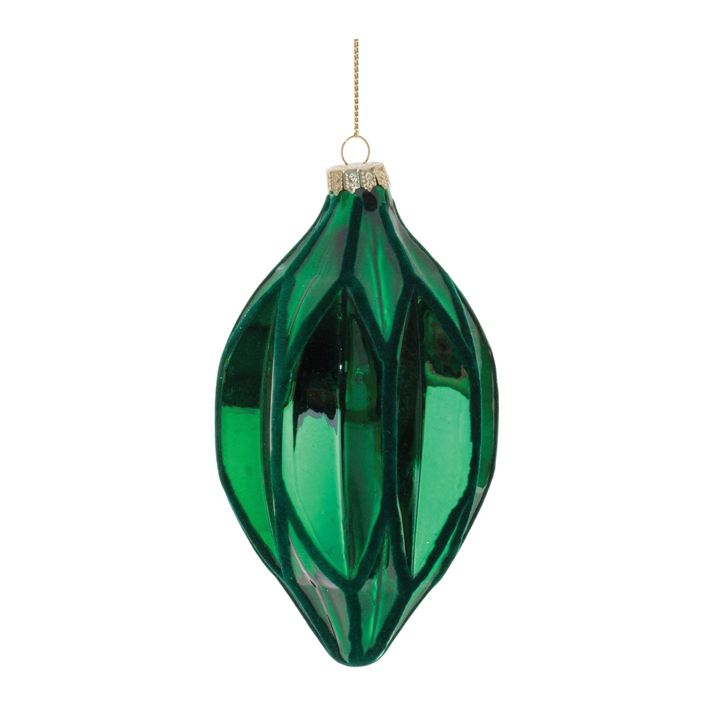 Green Textured Harlequin Glass Ornament (Set of 6)