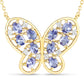 1.86 Carat Genuine Tanzanite and White Zircon .925 Sterling Silver Necklace