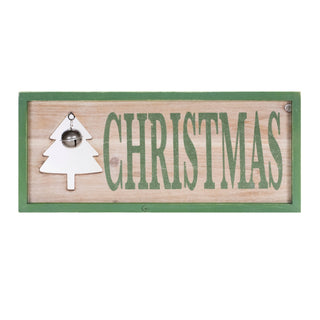 Wood Framed Christmas Bell Sign 18"L