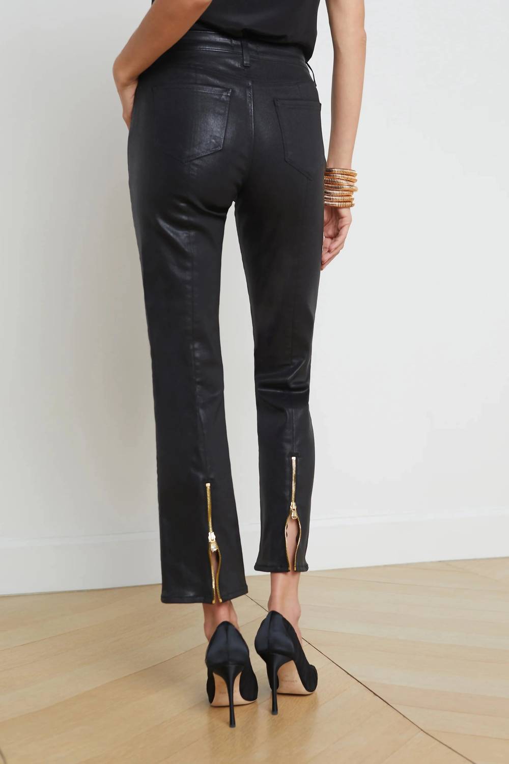L'Agence - Ginny High Rise Straight Back Zip Jeans