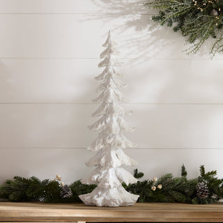 Flocked Pine Tree with Carved Design 26"H