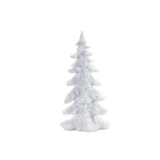 Flocked White Pine Tree with Carved Design (Set of 4)