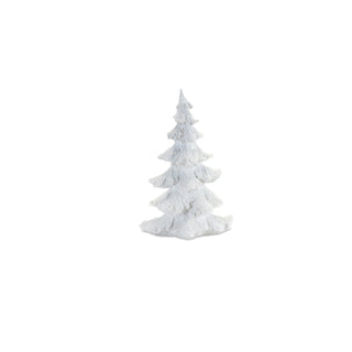 Flocked White Pine Tree with Carved Design (Set of 4)