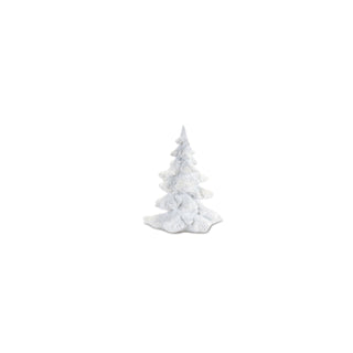Flocked White Pine Tree with Carved Design (Set of 4)