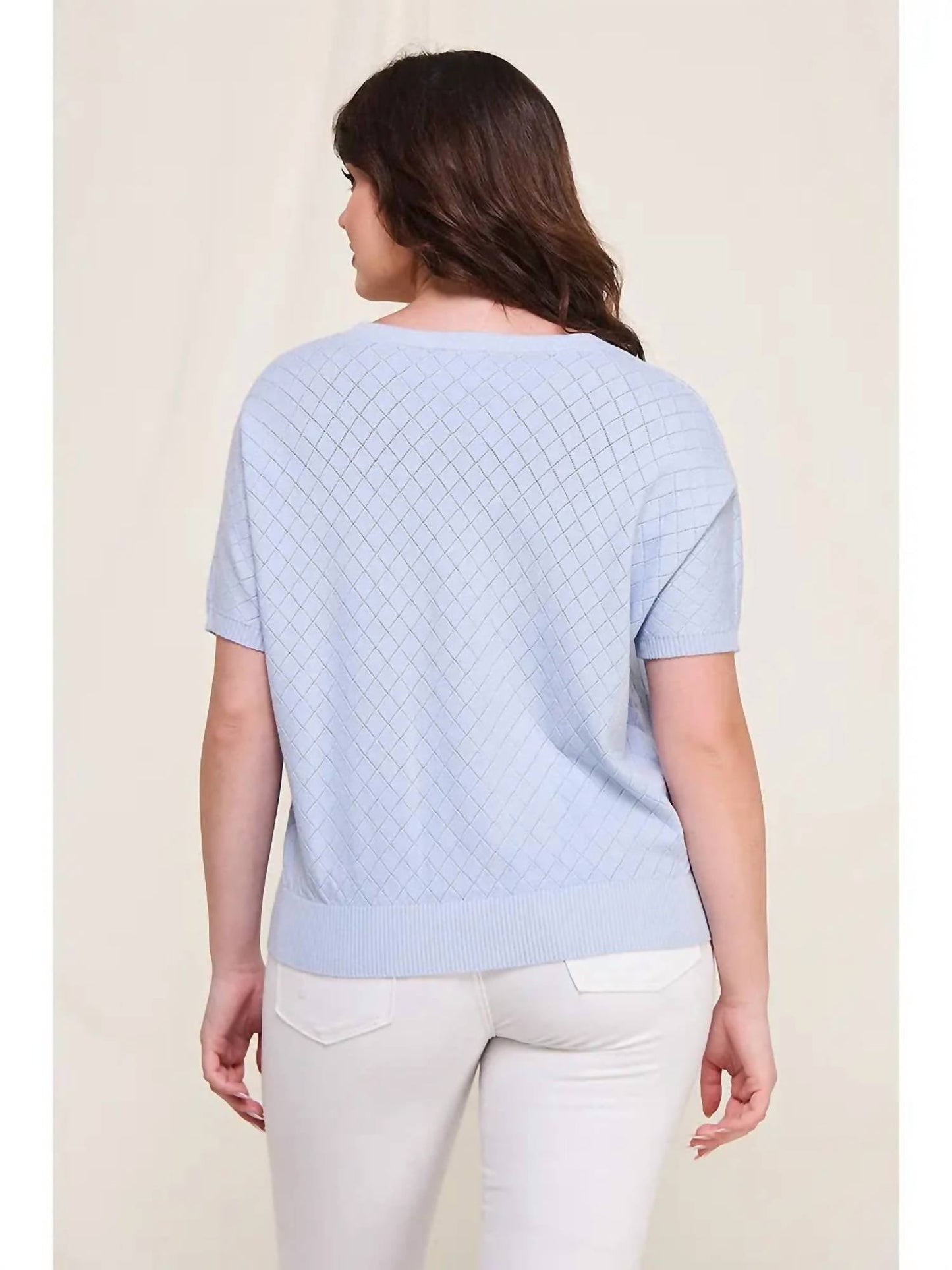 Allie Rose - Short Sleeve Dolman Pointelle Top - Plus