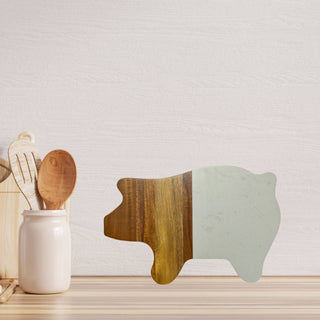 Creative Gifts International - Tábua para Porcos em Mármore e Madeira de Acácia