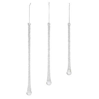 Clear Beaded Glass Icicle Drop Ornament (Set of 6)