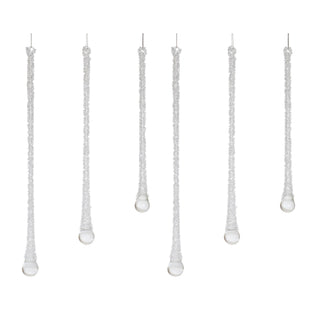 Clear Beaded Glass Icicle Drop Ornament (Set of 6)