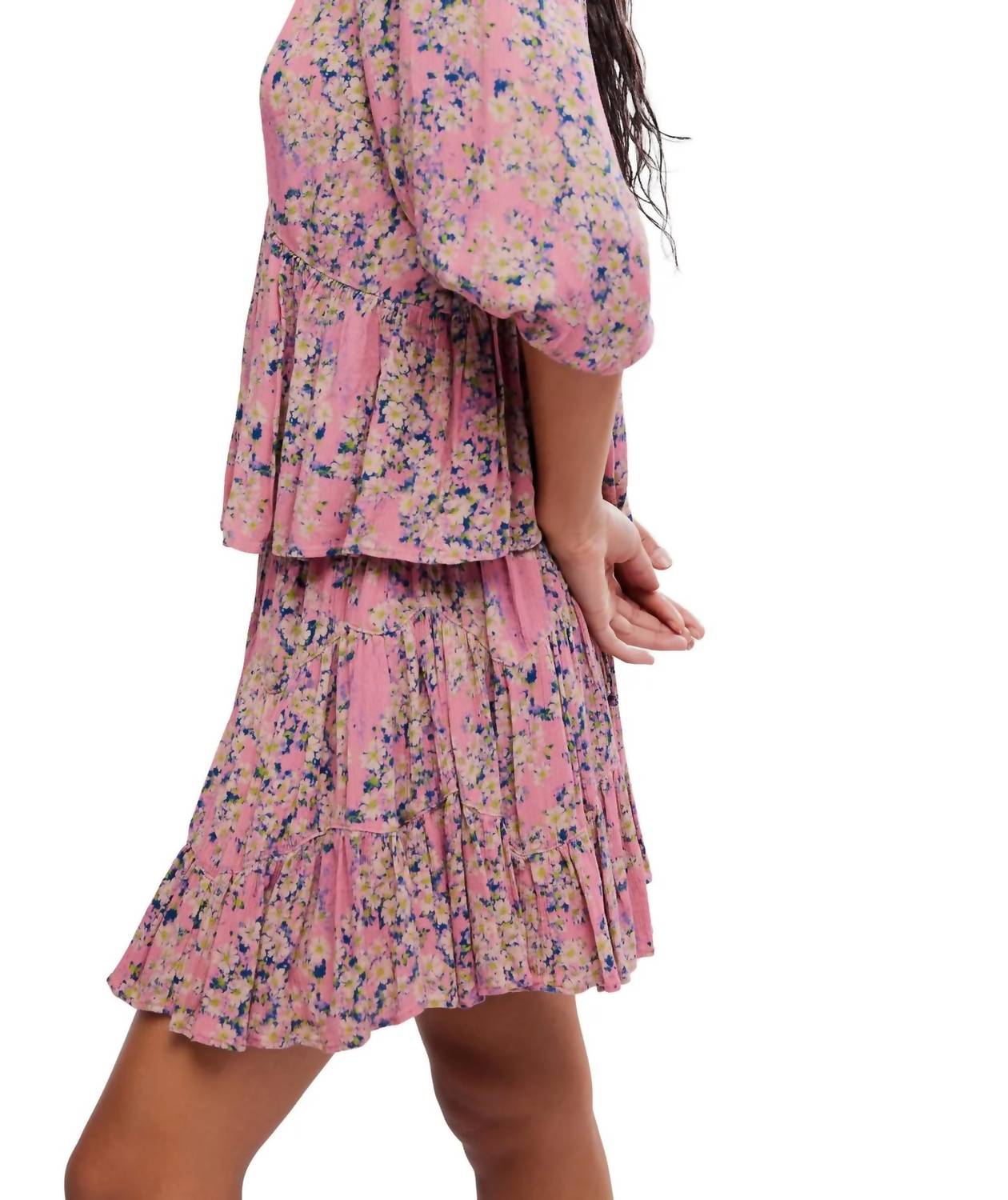 Free People - Perishing Floral Print Blouse & Skirt Set