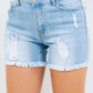 American Bazi - High Waist Distressed Frayed Denim Shorts
