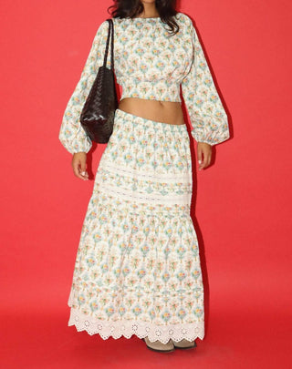 Bailey Rose - Lace Trim Tiered Maxi Skirt