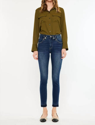 Kancan - Calça Jeans Skinny de Cintura Dupla e Cintura Alta